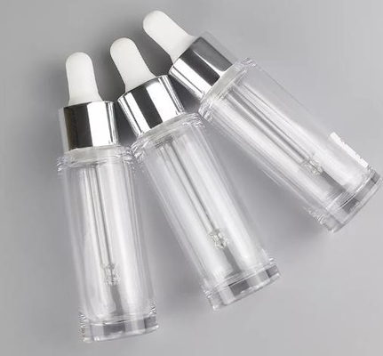 Flat Shoulder Clear Round 20ml Plastic Dropper Bottles For Cosmetics Essence